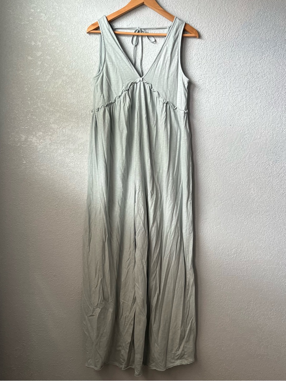 American Eagle Green Cotton Wide Leg Jumpsuit Romper Tie Back Boho S